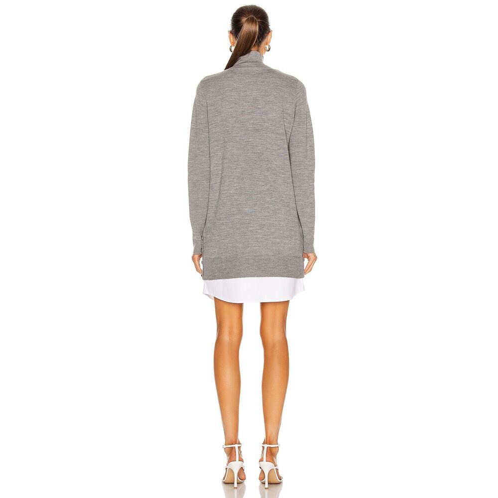 Veronica Beard Soval Merino Wool Mixed Media Sweater Dress Gray Minimalist Chic - Picture 3 of 9